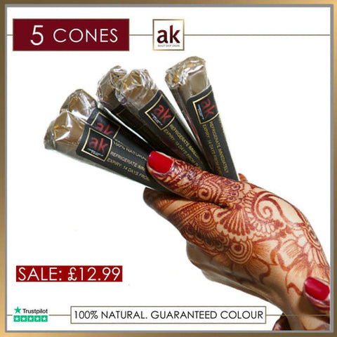 AK HENNA KIT: HENNA POWDER, OIL & 10 EMPTY CONES