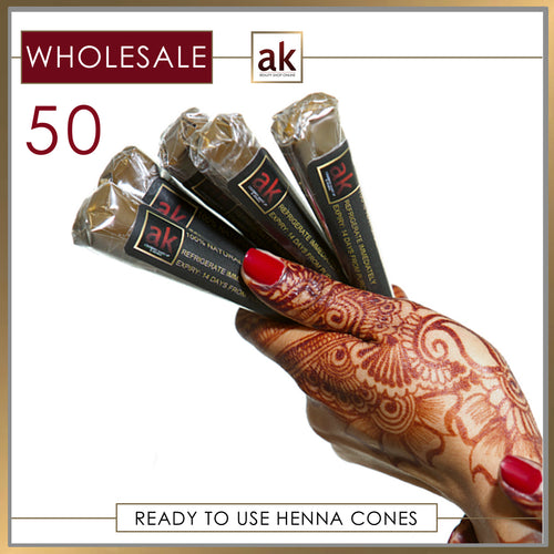 50 Ready To Use Henna Cones - Ash Kumar Products UK